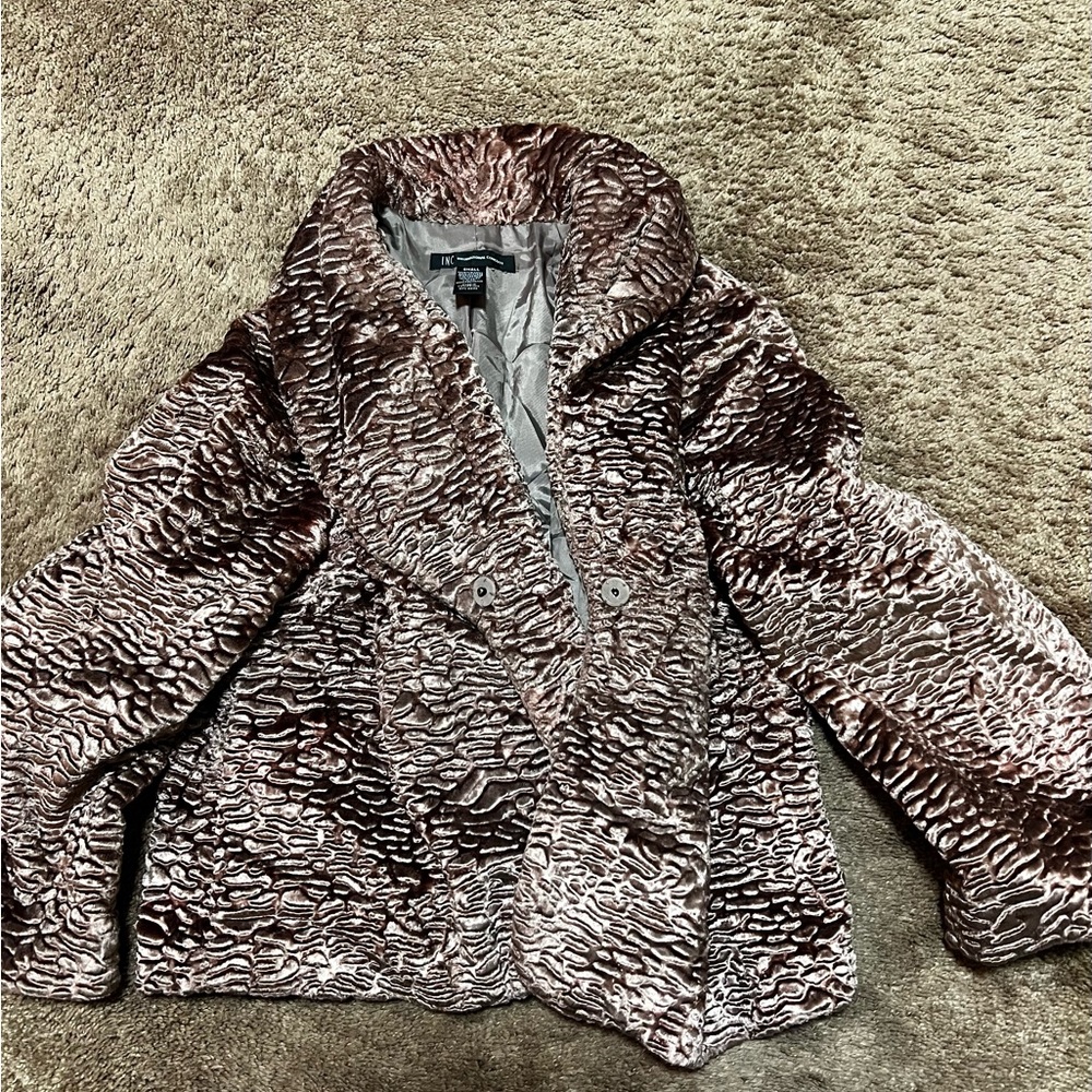 Luxurious Brown rose Textured Women's Coat INC small